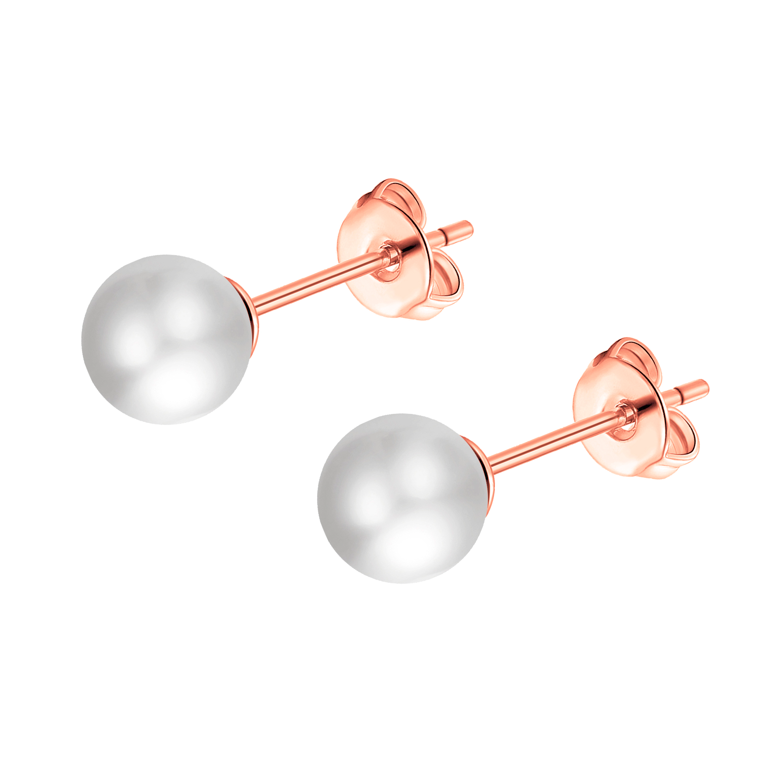 Rose Gold Plated Shell Pearl Earrings by Philip Jones Jewellery