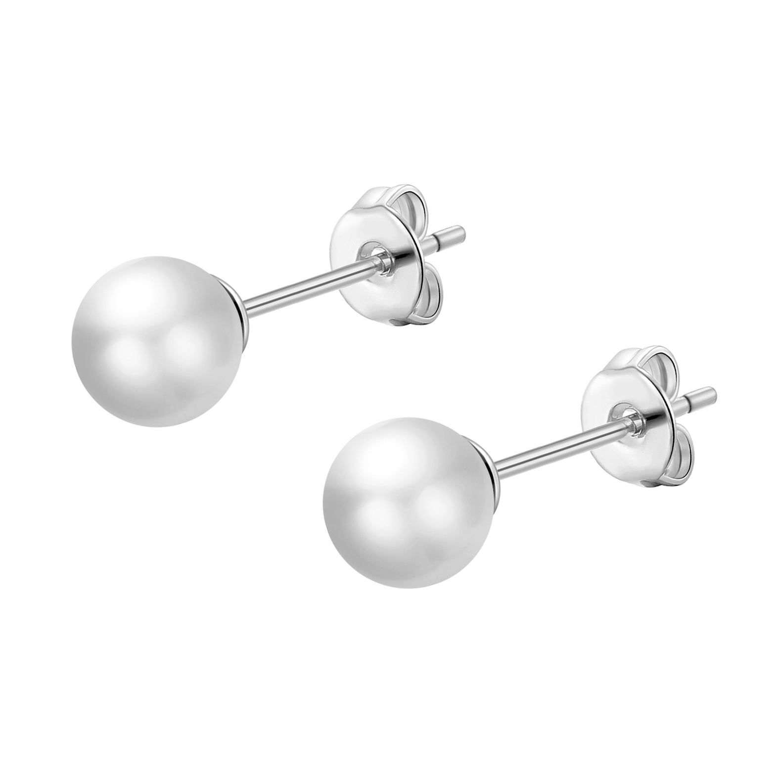 Silver Plated Shell Pearl Earrings by Philip Jones Jewellery