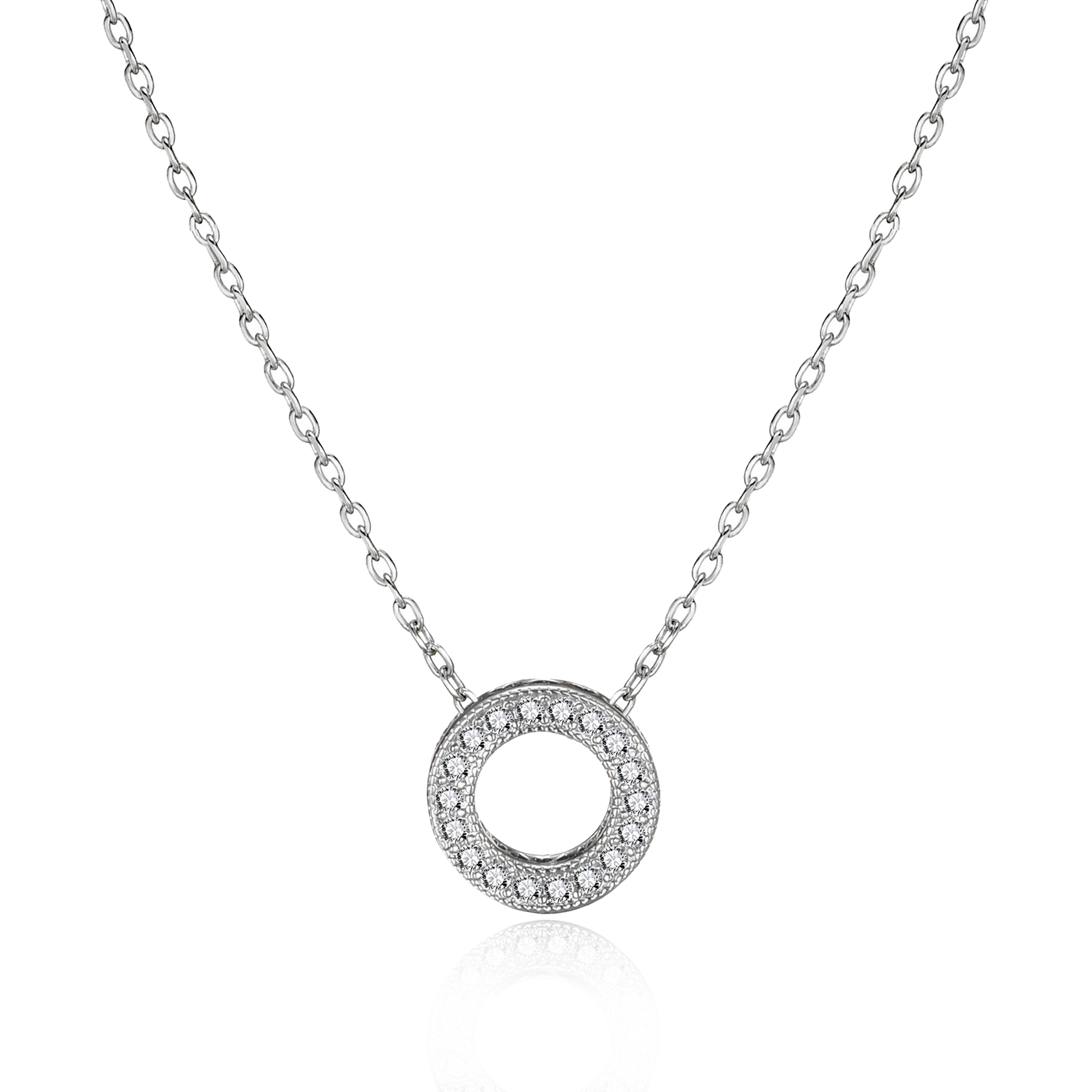 Silver Plated Circle of Life Necklace Created with Zircondia® Crystals