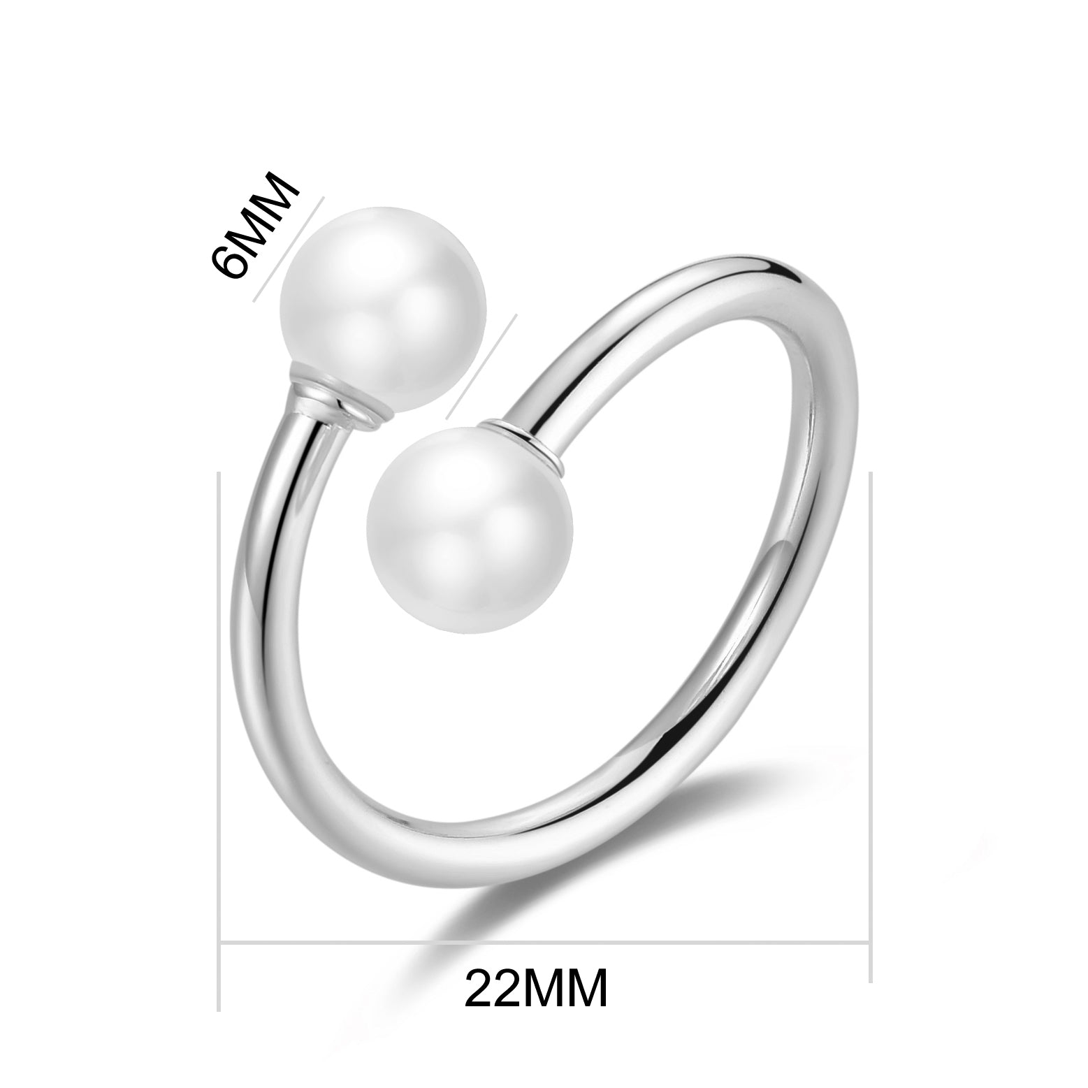 Silver Plated Adjustable Double Pearl Ring - Philip Jones Jewellery