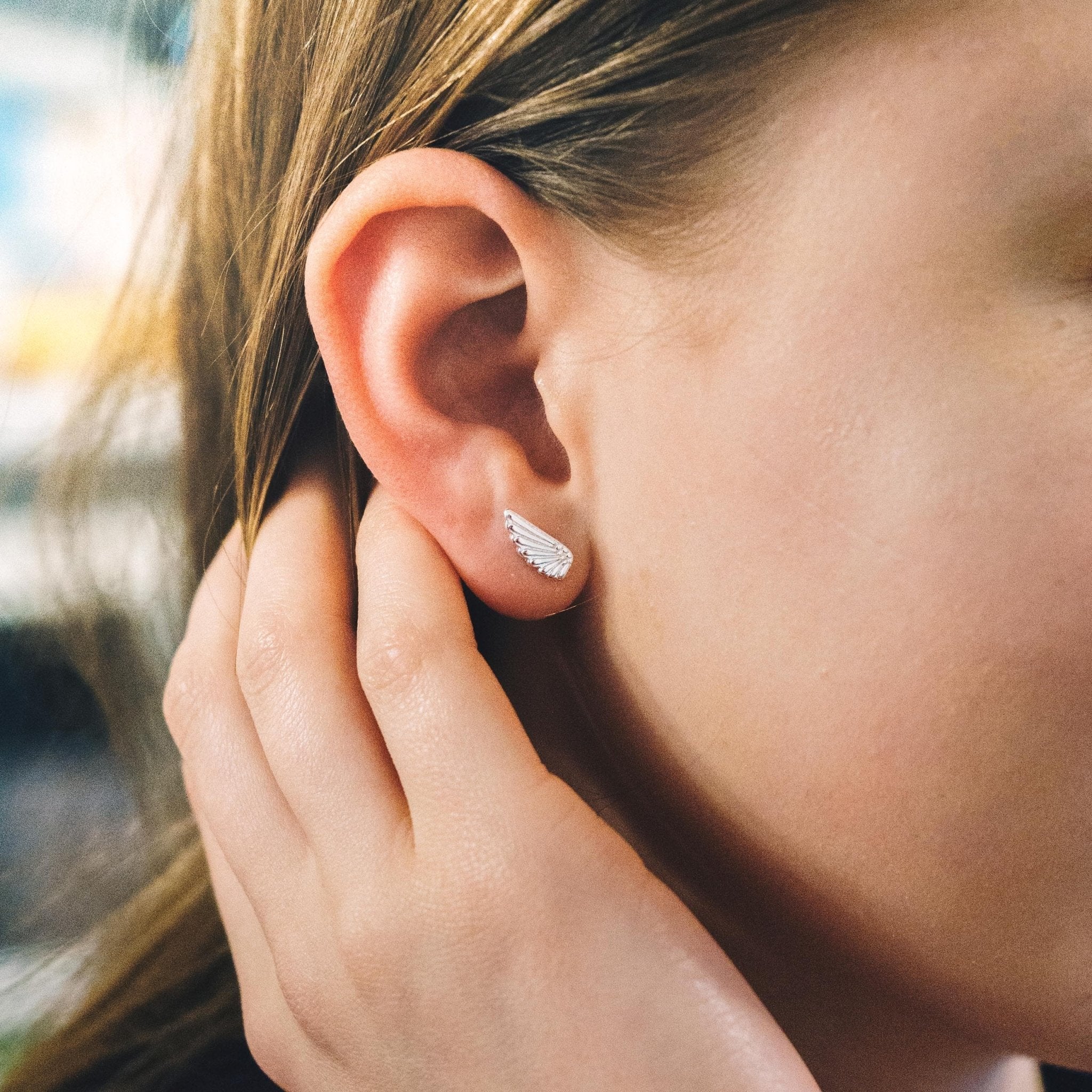 Silver Plated Angel Wing Earrings - Philip Jones Jewellery