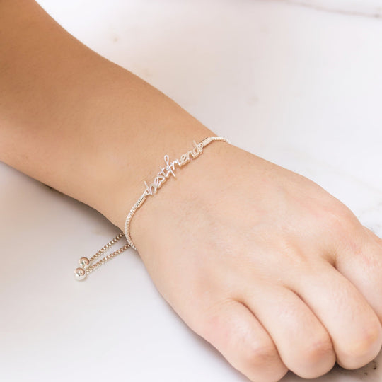 Silver Plated Best Friend Bracelet Created with Zircondia® Crystals - Philip Jones Jewellery