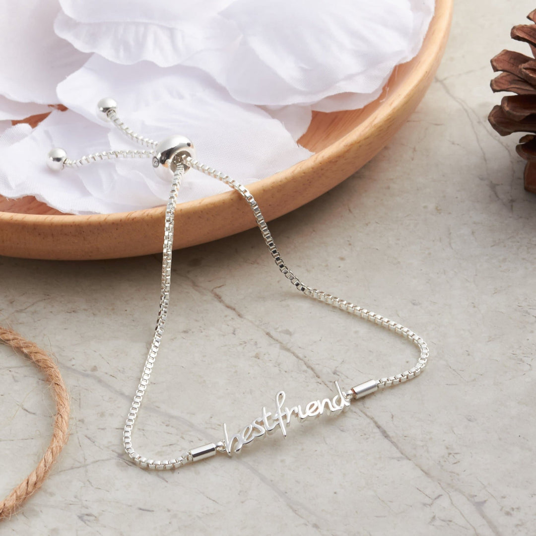 Silver Plated Best Friend Bracelet Created with Zircondia® Crystals - Philip Jones Jewellery