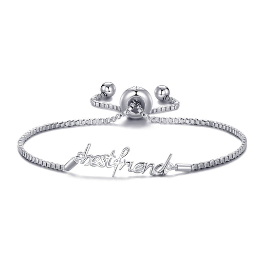 Silver Plated Best Friend Bracelet Created with Zircondia® Crystals - Philip Jones Jewellery