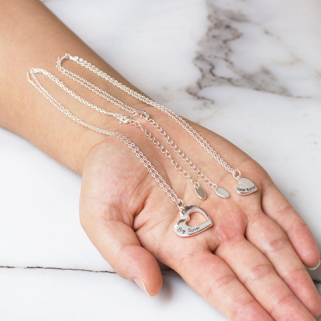 Silver Plated Big Sister and Little Sister Necklace Set by Philip