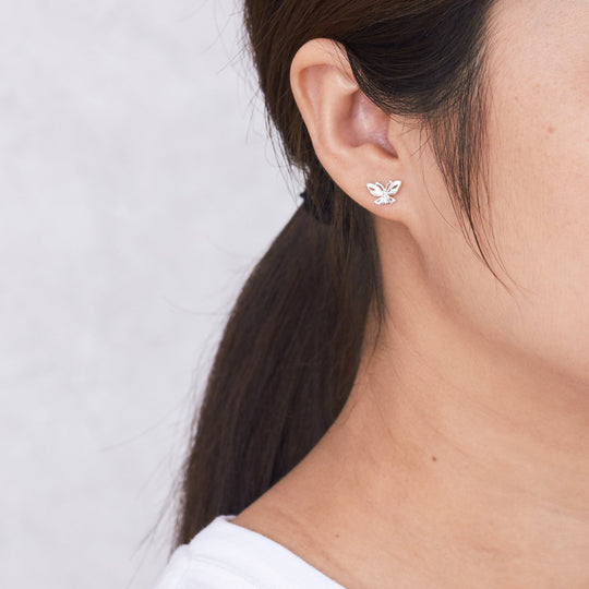 Silver Plated Butterfly Stud Earrings - Philip Jones Jewellery