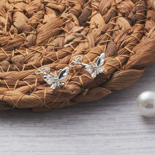 Silver Plated Butterfly Stud Earrings - Philip Jones Jewellery