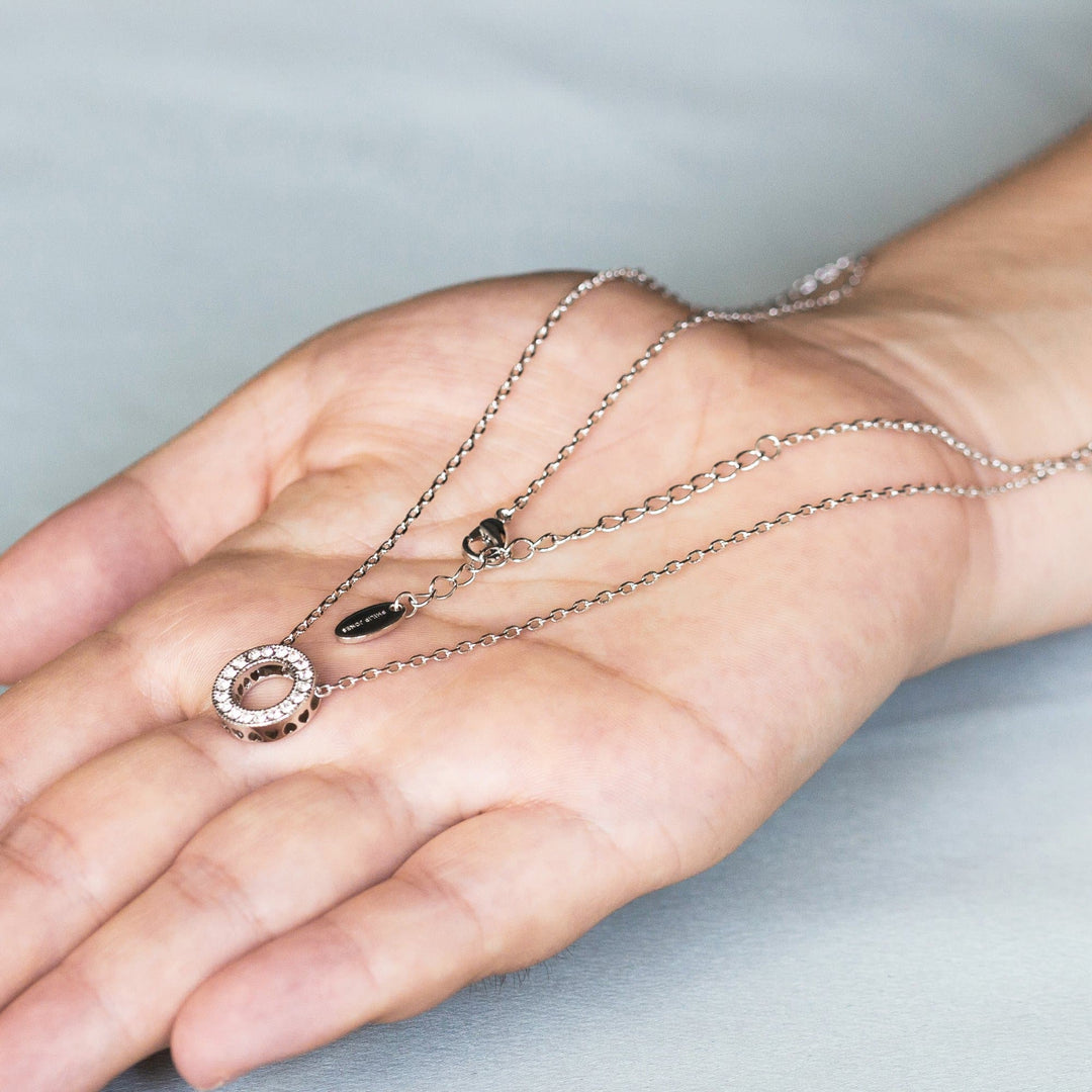 Silver Plated Circle of Life Necklace Created with Zircondia® Crystals - Philip Jones Jewellery
