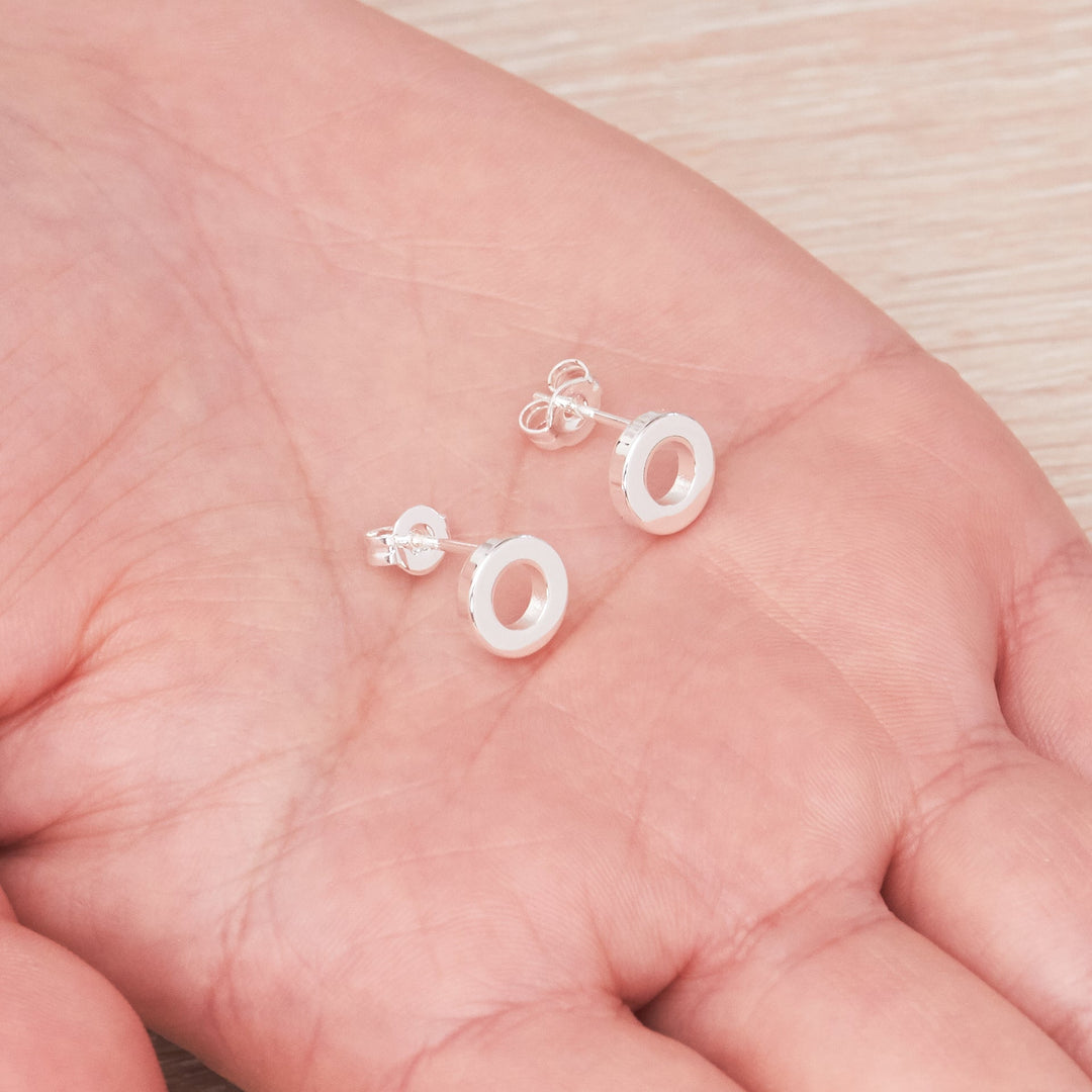 Silver Plated Circle Stud Earrings - Philip Jones Jewellery