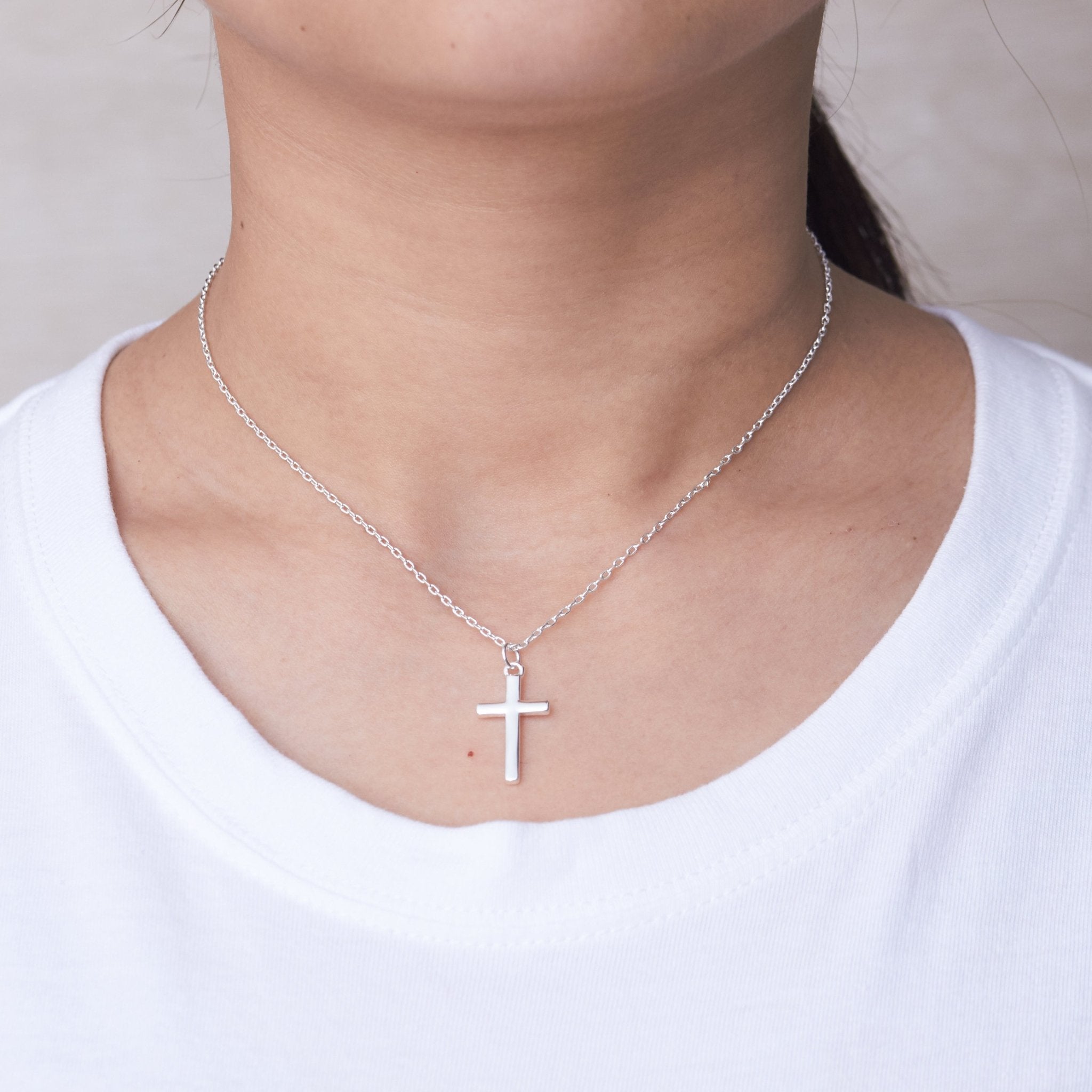 Silver Plated Cross Necklace - Philip Jones Jewellery