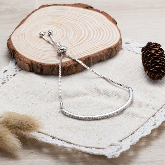 Silver Plated Friendship Bracelet Created with Zircondia® Crystals - Philip Jones Jewellery