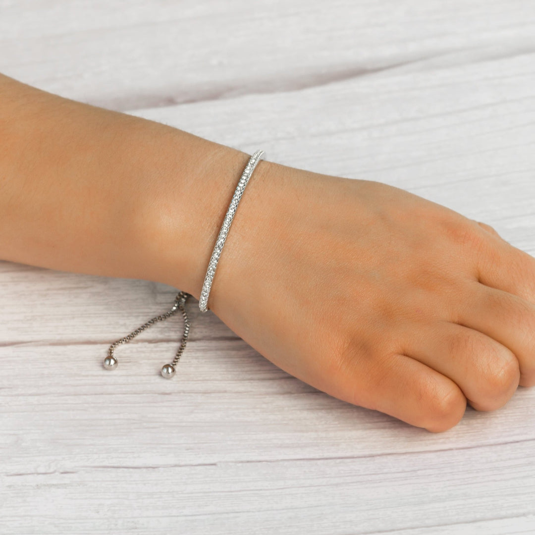 Silver Plated Friendship Bracelet Created with Zircondia® Crystals - Philip Jones Jewellery