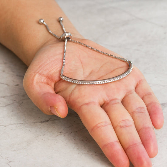 Silver Plated Friendship Bracelet Created with Zircondia® Crystals - Philip Jones Jewellery