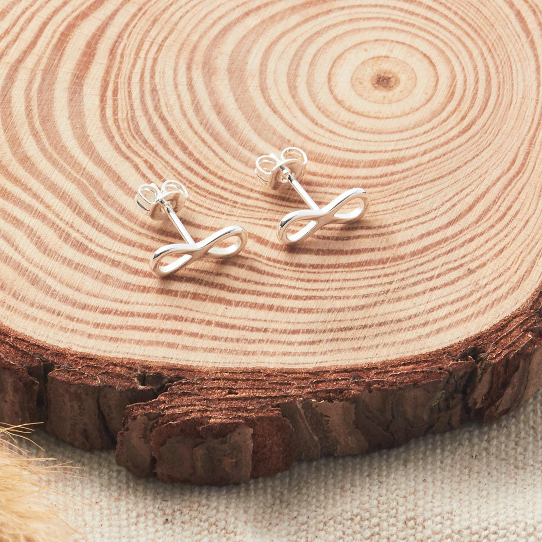 Silver Plated Infinity Stud Earrings - Philip Jones Jewellery