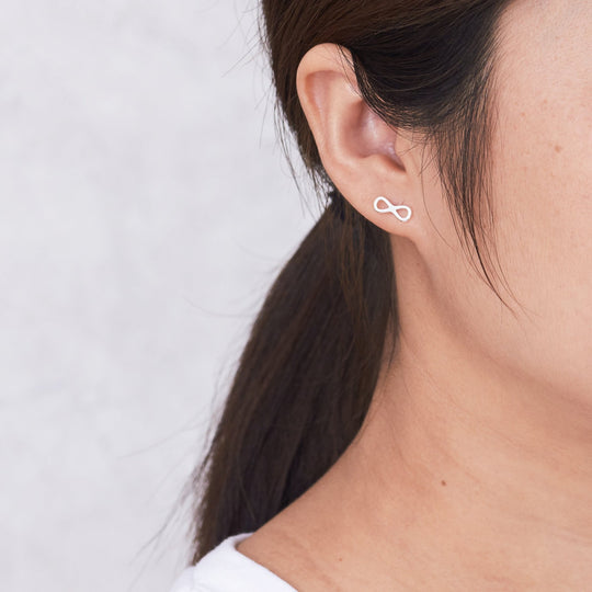 Silver Plated Infinity Stud Earrings - Philip Jones Jewellery