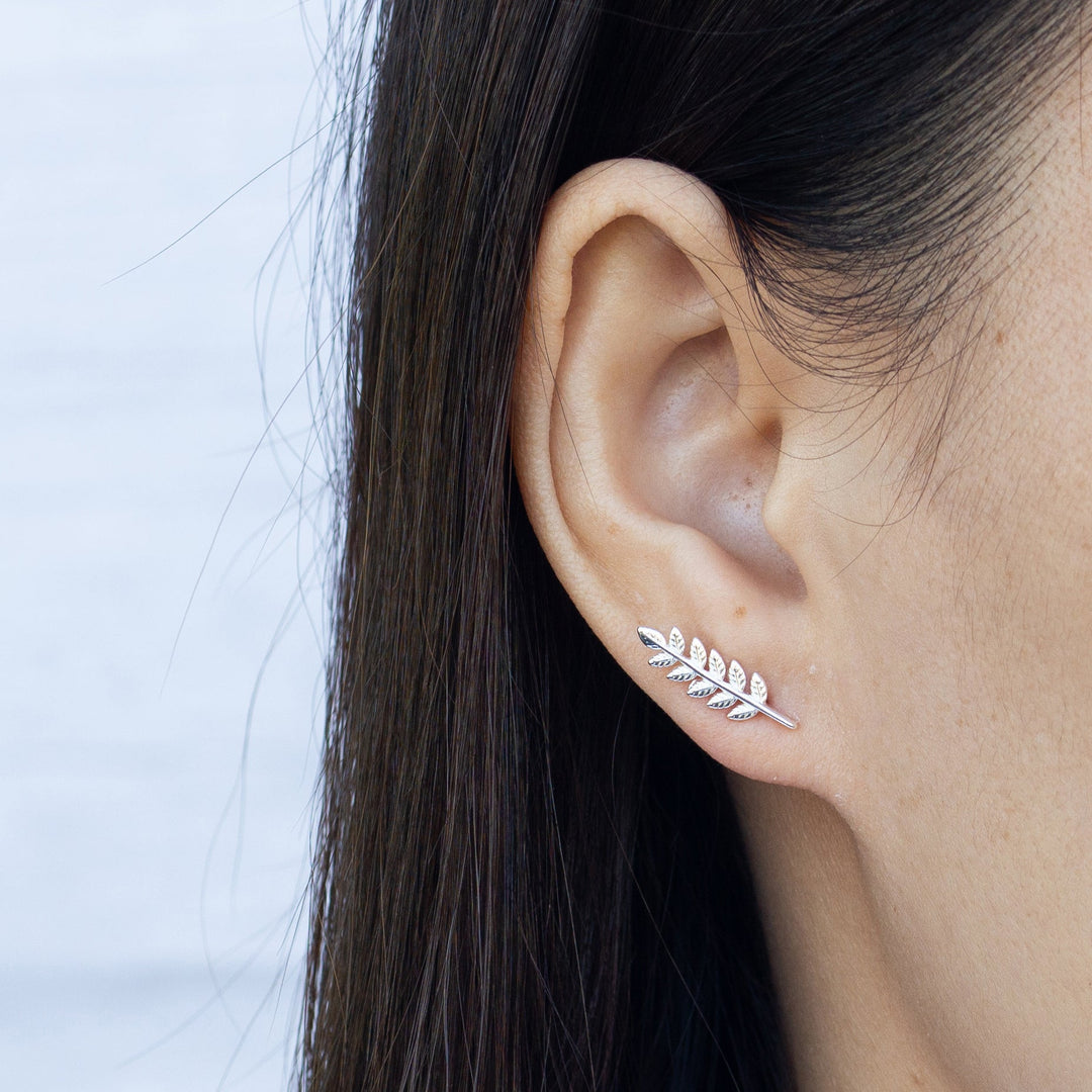 Silver Plated Leaf Earrings - Philip Jones Jewellery