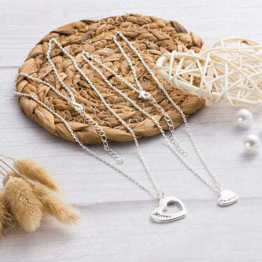 Silver Plated Mother and Daughter Necklace Set - Philip Jones Jewellery