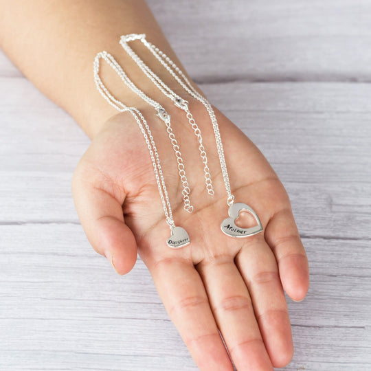 Silver Plated Mother and Daughter Necklace Set - Philip Jones Jewellery