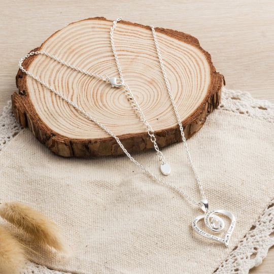 Silver Plated Mum I Love You Quote Necklace Created with Zircondia® Crystals - Philip Jones Jewellery