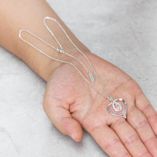Silver Plated Mum I Love You Quote Necklace Created with Zircondia® Crystals - Philip Jones Jewellery