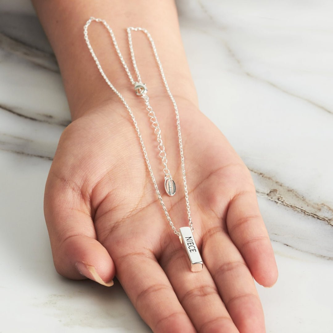 Silver Plated Niece Bar Necklace - Philip Jones Jewellery
