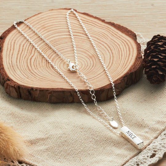 Silver Plated Niece Bar Necklace - Philip Jones Jewellery