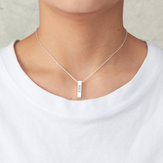 Silver Plated Niece Bar Necklace - Philip Jones Jewellery