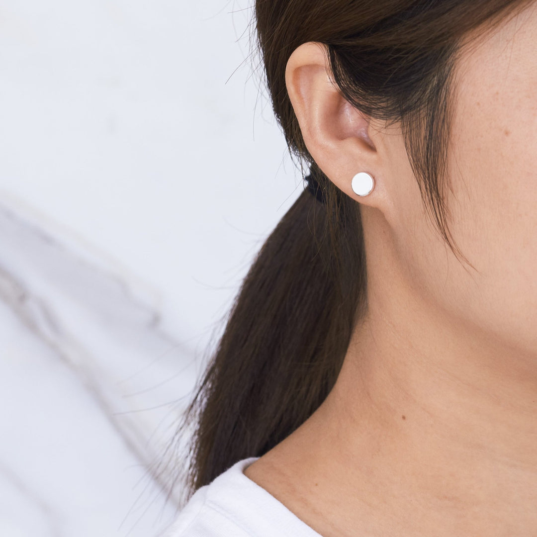 Silver Plated Round Dot Stud Earrings - Philip Jones Jewellery