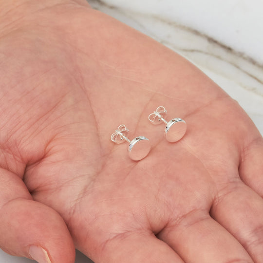 Silver Plated Round Dot Stud Earrings - Philip Jones Jewellery
