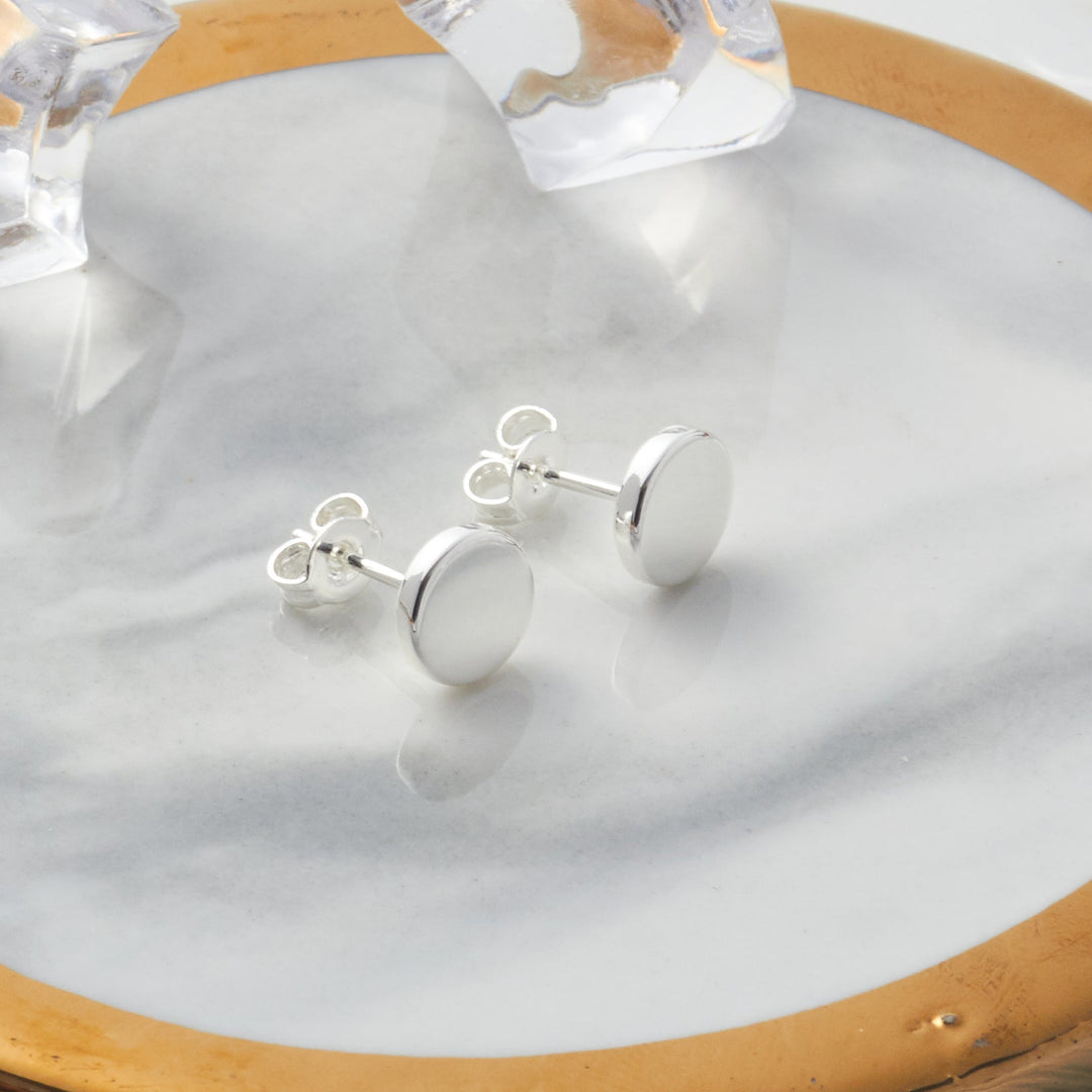Silver Plated Round Dot Stud Earrings - Philip Jones Jewellery