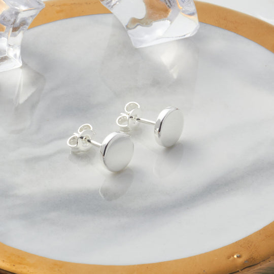Silver Plated Round Dot Stud Earrings - Philip Jones Jewellery