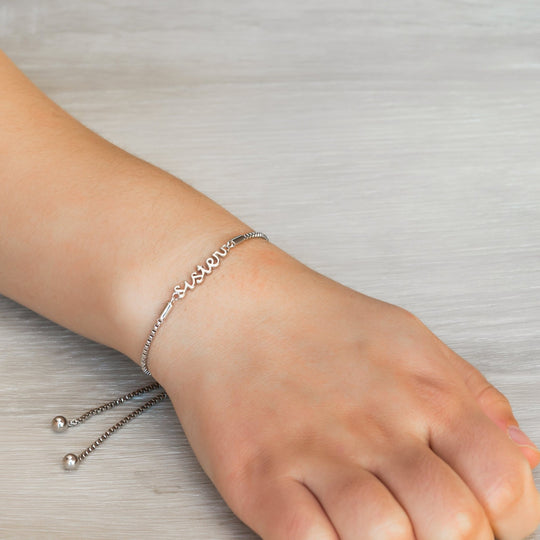 Silver Plated Sister Bracelet Created with Zircondia® Crystals - Philip Jones Jewellery