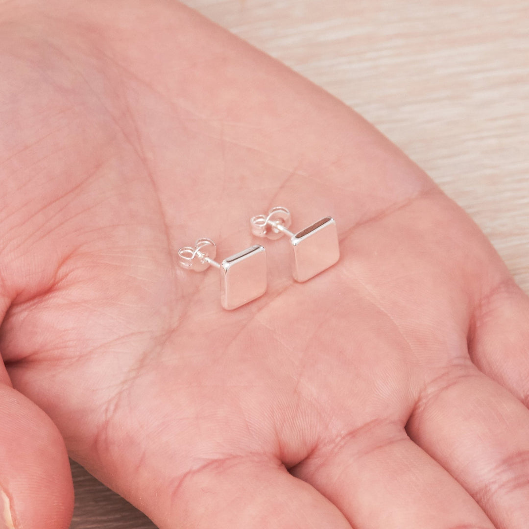 Silver Plated Square Stud Earrings - Philip Jones Jewellery