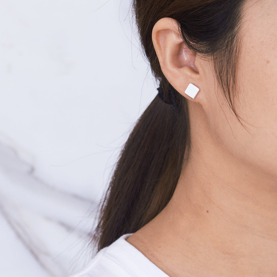 Silver Plated Square Stud Earrings - Philip Jones Jewellery