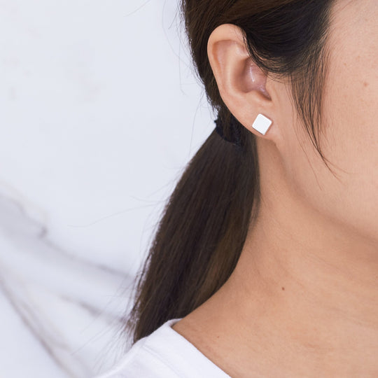 Silver Plated Square Stud Earrings - Philip Jones Jewellery