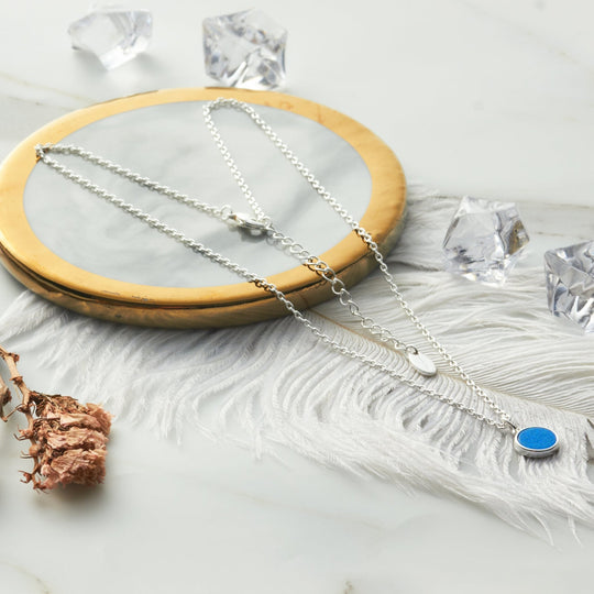 Silver Plated Synthetic Blue Opal Necklace - Philip Jones Jewellery