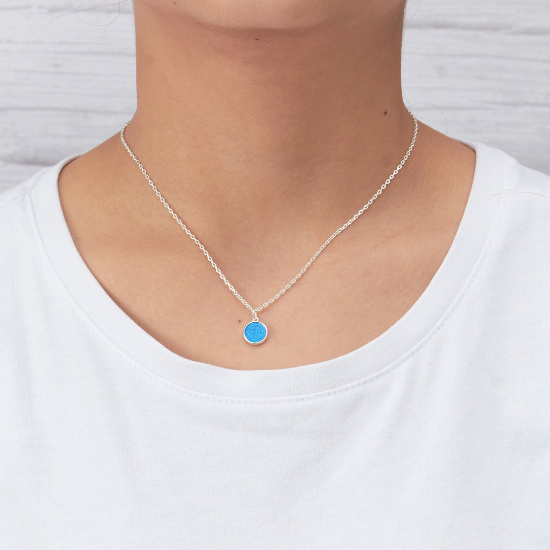 Silver Plated Synthetic Blue Opal Necklace with Quote Card - Philip Jones Jewellery