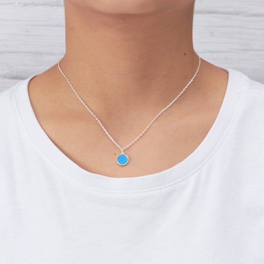 Silver Plated Synthetic Blue Opal Necklace with Quote Card - Philip Jones Jewellery