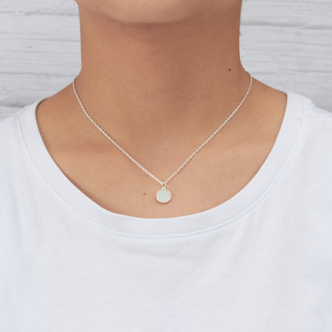 Silver Plated Synthetic White Opal Necklace with Quote Card - Philip Jones Jewellery