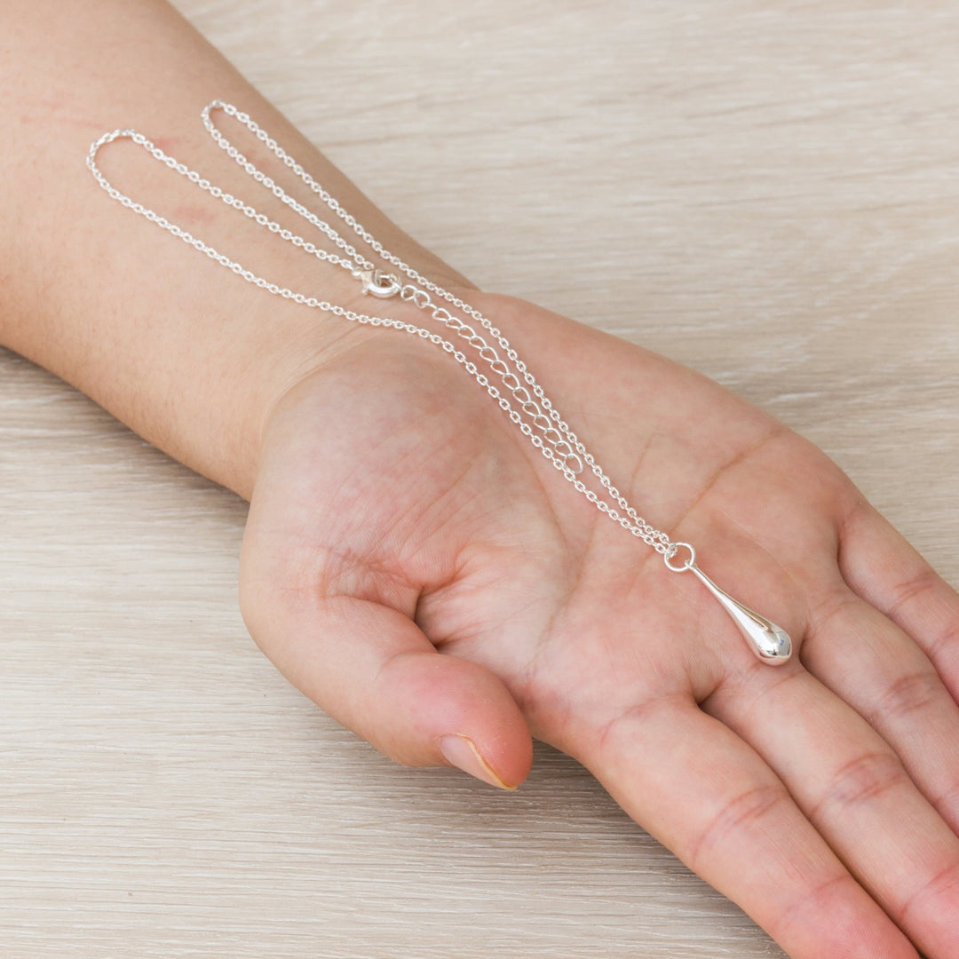 Silver Plated Teardrop Necklace - Philip Jones Jewellery