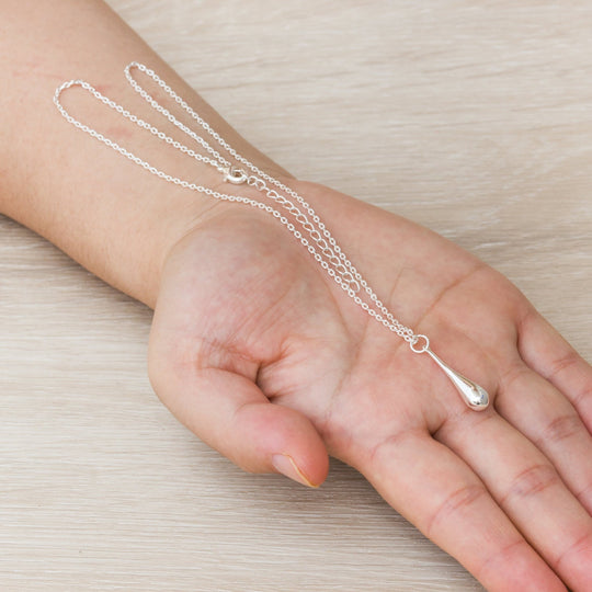 Silver Plated Teardrop Necklace - Philip Jones Jewellery