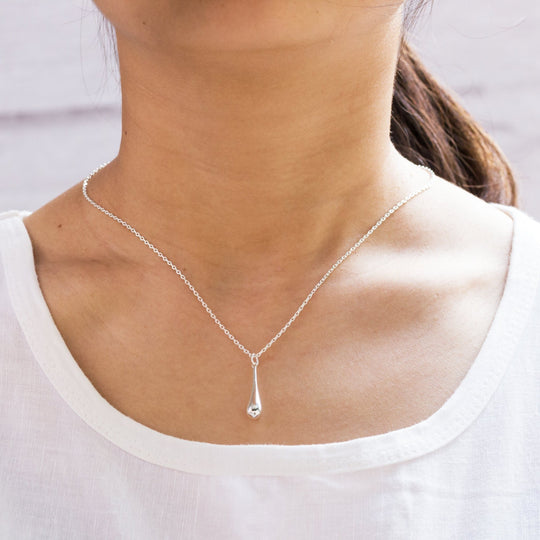 Silver Plated Teardrop Necklace - Philip Jones Jewellery
