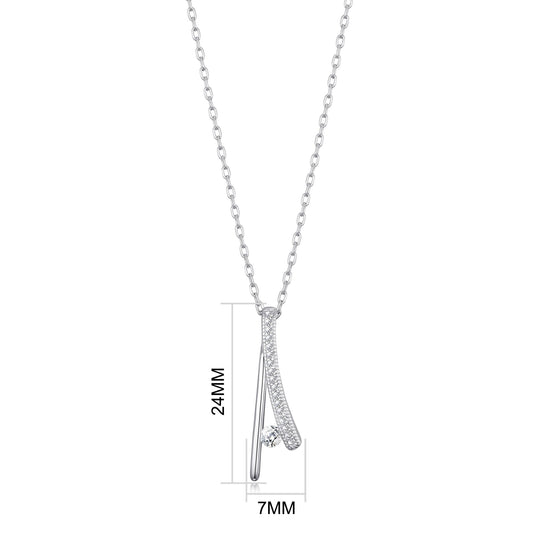 Silver Plated Wishbone Necklace Created with Zircondia® Crystals - Philip Jones Jewellery