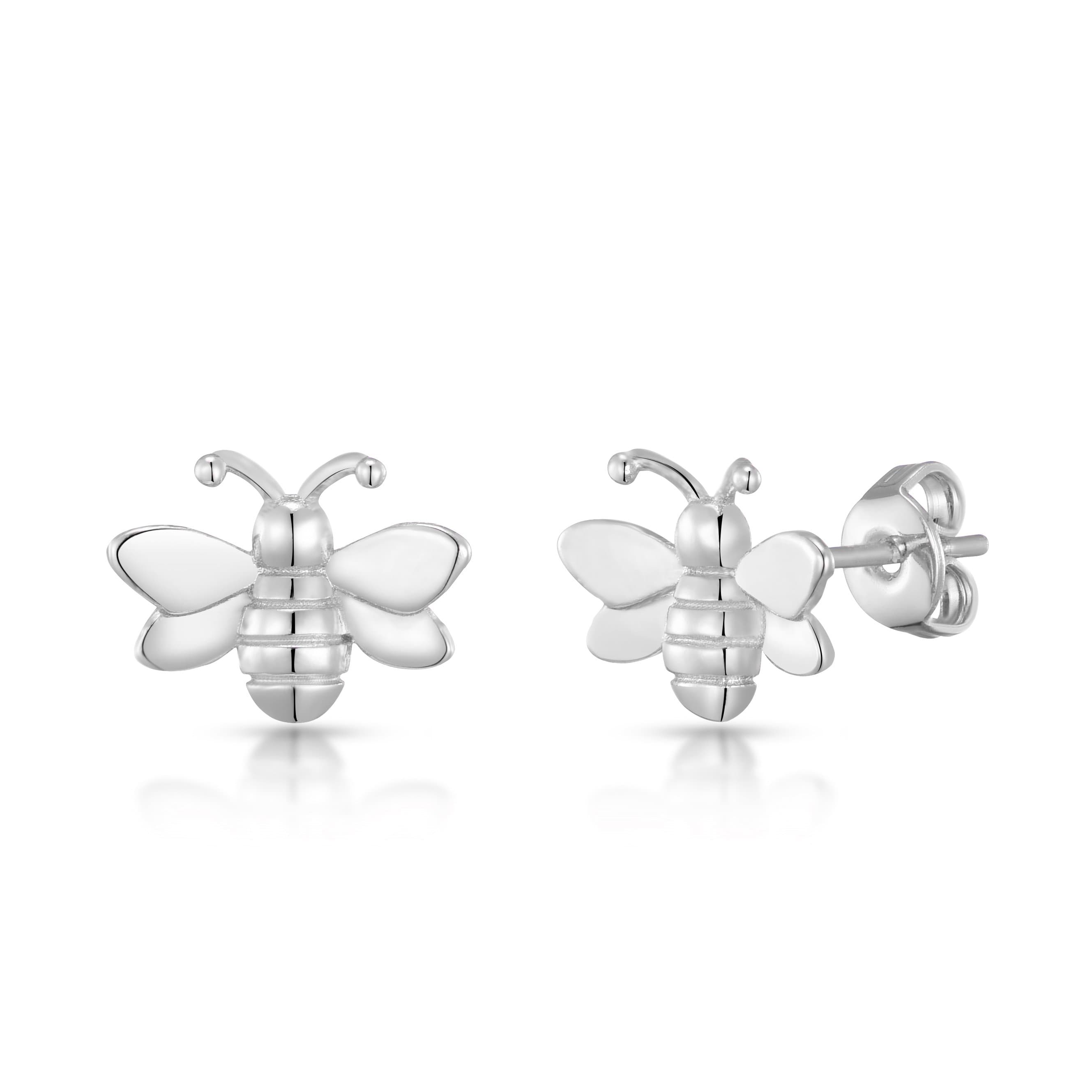 Silver Plated Bumble Bee Earrings by Philip Jones Jewellery