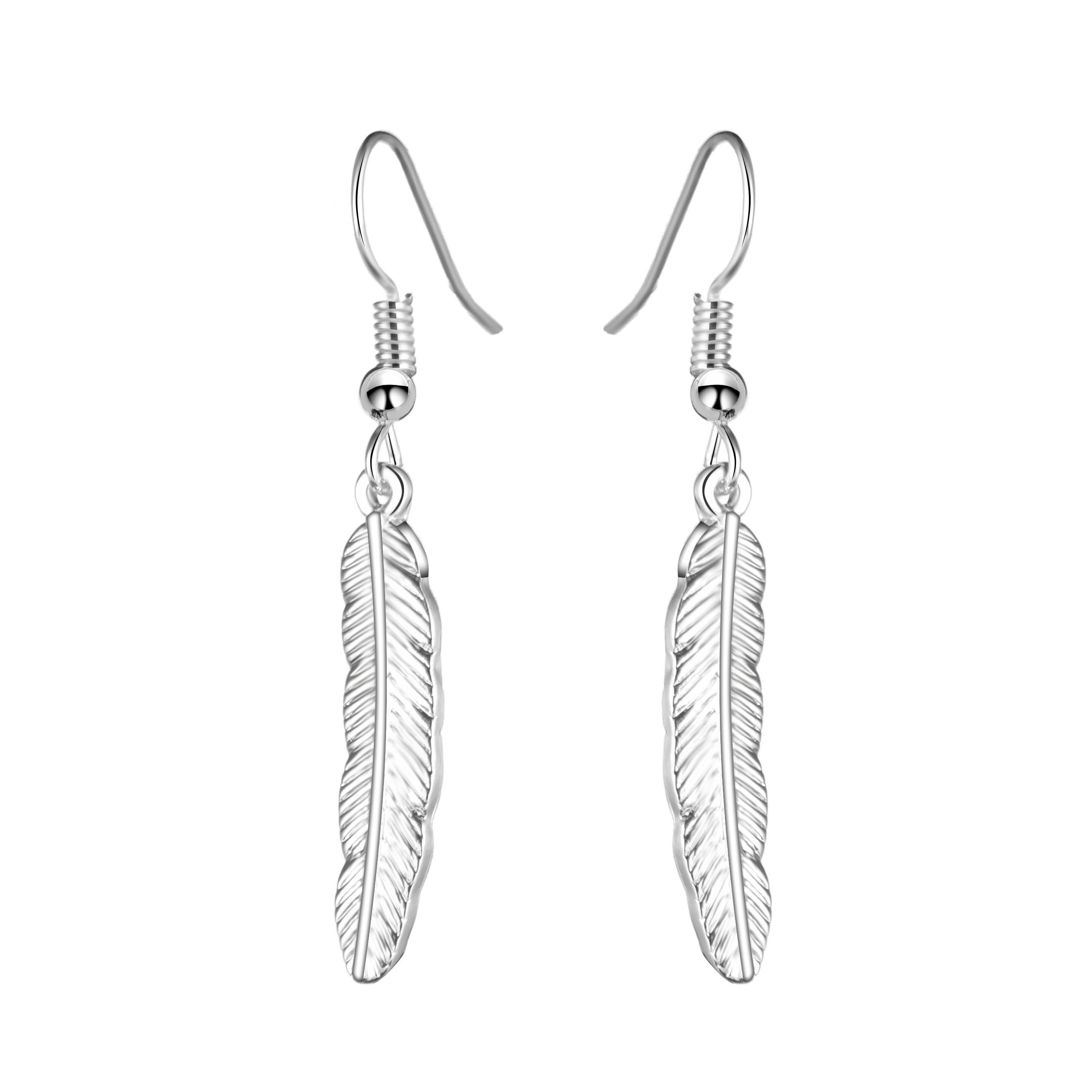 Silver Plated Feather Earrings by Philip Jones Jewellery