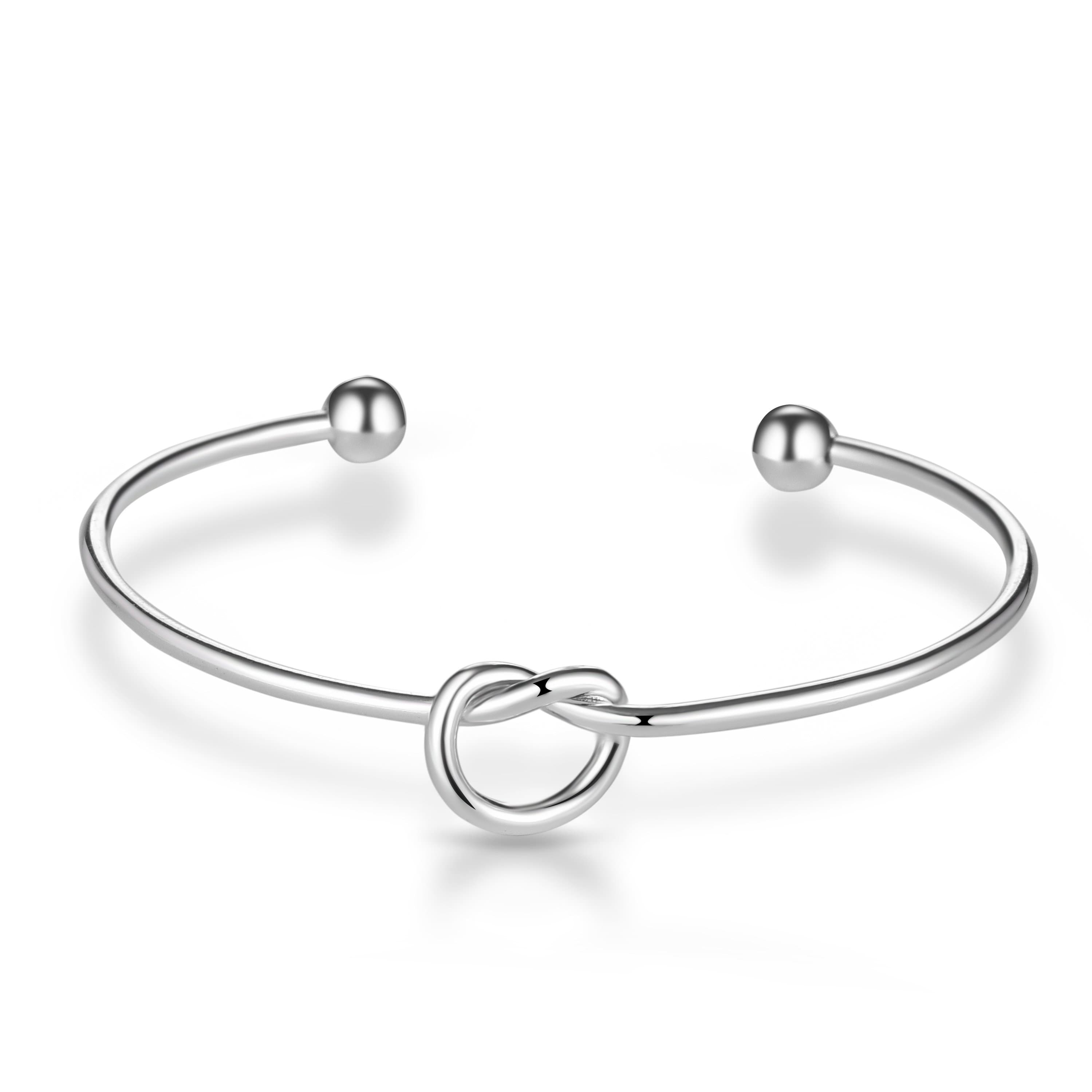 Silver Plated Love Knot Cuff Bangle by Philip Jones Jewellery