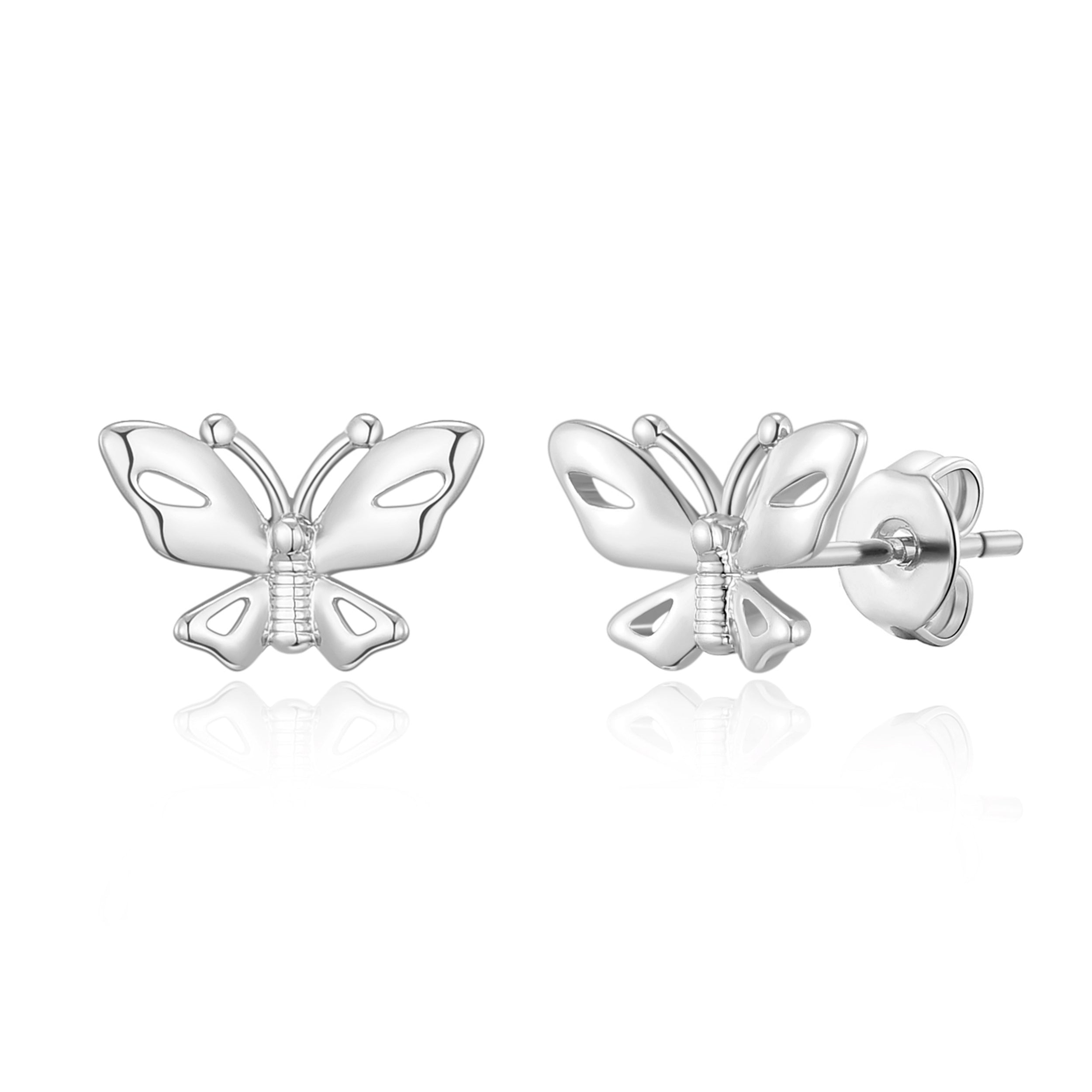 Silver Plated Butterfly Stud Earrings by Philip Jones Jewellery