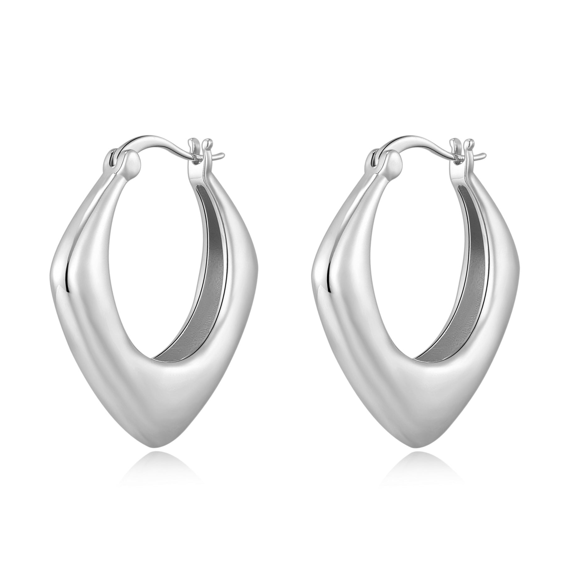 Silver Plated Chunky Hoop Earrings by Philip Jones Jewellery