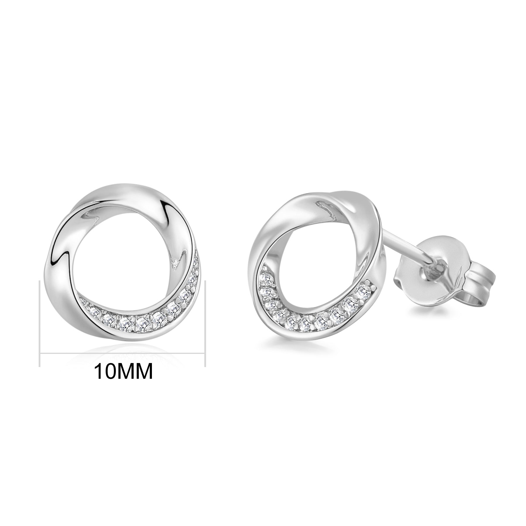 Silver Plated Circle Twist Earrings Created with Zircondia® Crystals