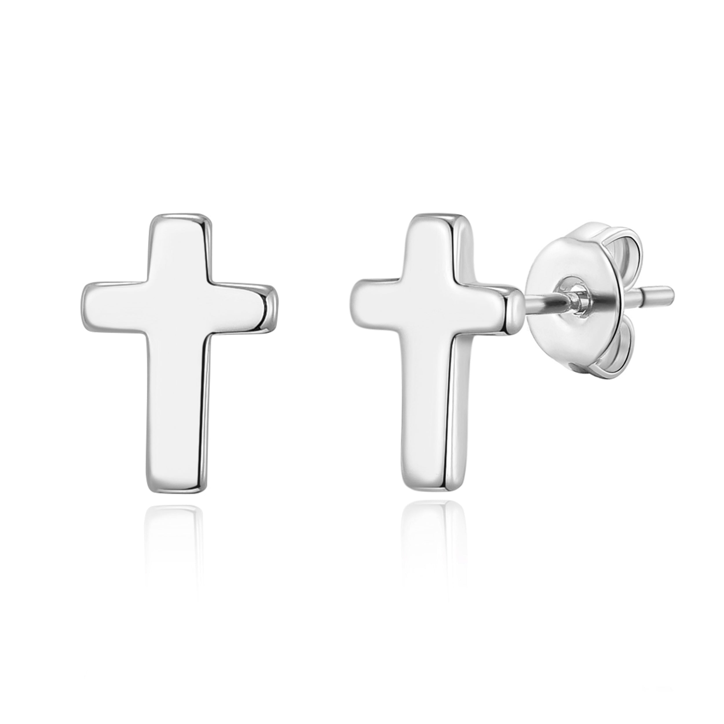 Silver Plated Cross Stud Earrings by Philip Jones Jewellery